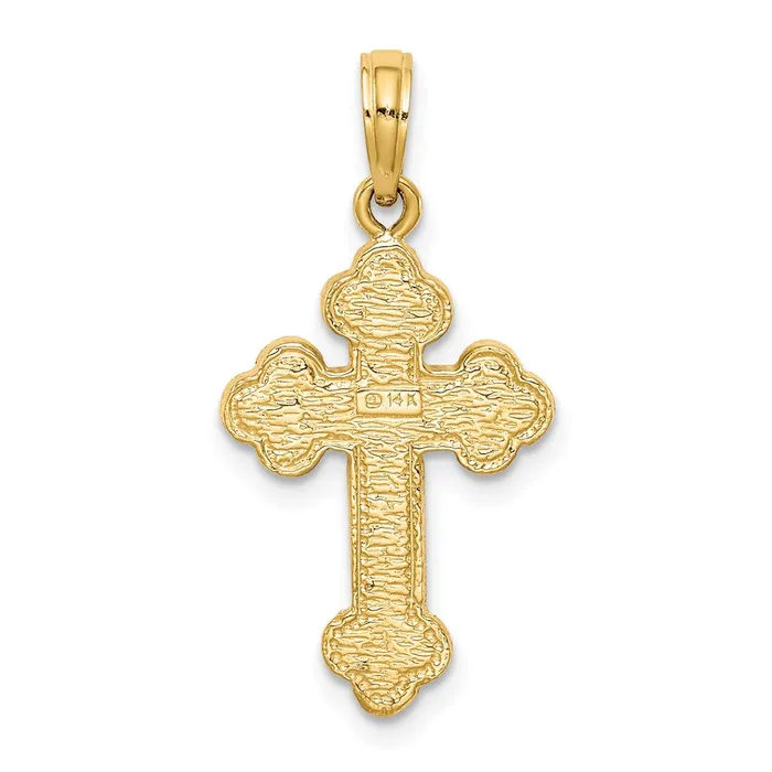 Necklaces Qgold 14k Yellow Gold 14 mm Budded Cross Pendant 138 grams Necklaces Qgold 14k Yellow Gold 14 mm Budded Cross Pendant 138 grams