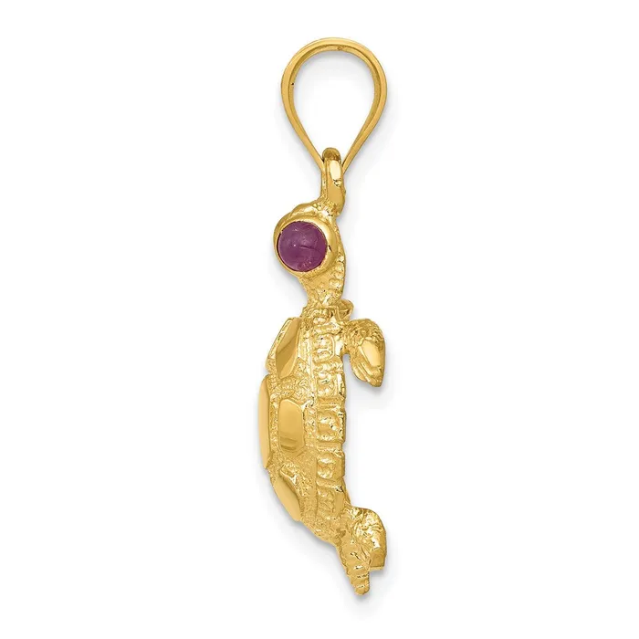 Necklaces Qgold 14k Yellow Gold 14 mm Turtle with Ruby Eyes Pendant 214 grams Necklaces Qgold 14k Yellow Gold 14 mm Turtle with Ruby Eyes Pendant 214 grams