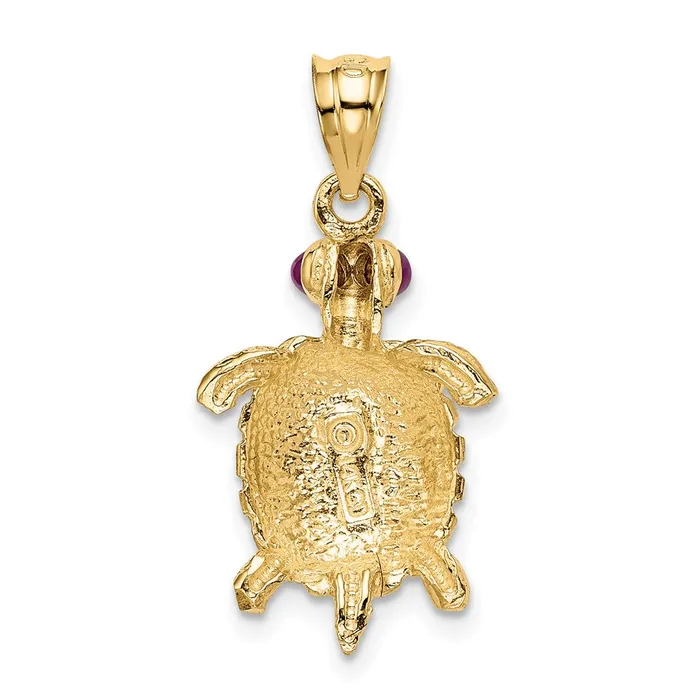 Necklaces Qgold 14k Yellow Gold 14 mm Turtle with Ruby Eyes Pendant 214 grams Necklaces Qgold 14k Yellow Gold 14 mm Turtle with Ruby Eyes Pendant 214 grams