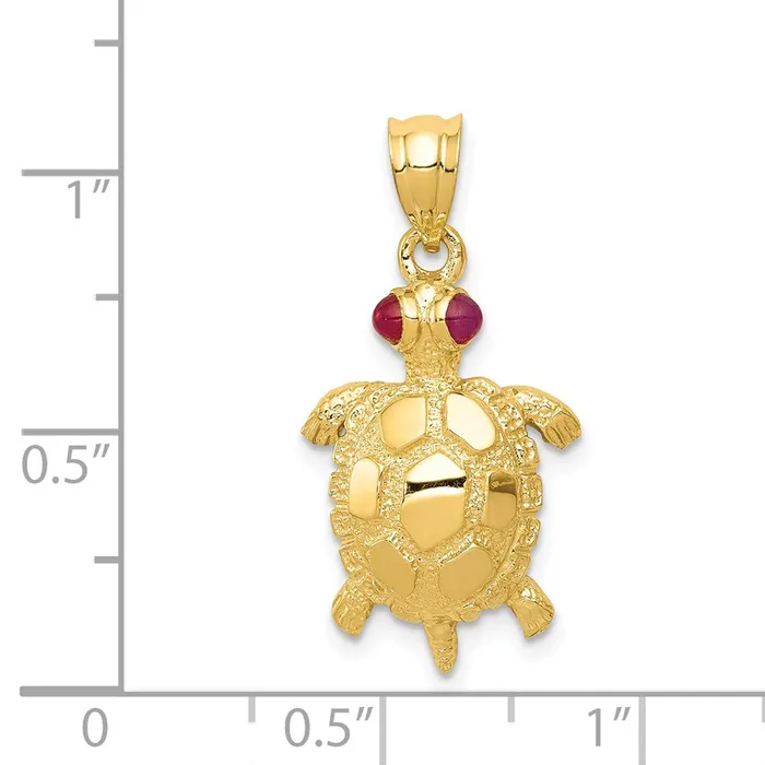 Necklaces Qgold 14k Yellow Gold 14 mm Turtle with Ruby Eyes Pendant 214 grams Necklaces Qgold 14k Yellow Gold 14 mm Turtle with Ruby Eyes Pendant 214 grams