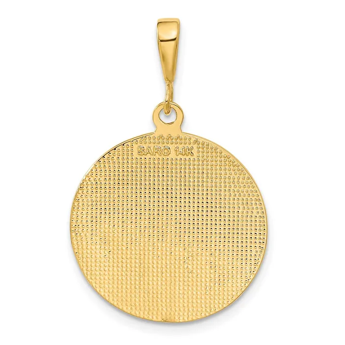 Necklaces Qgold 14k Yellow Gold 22 mm Polished and Satin Angel Pendant 351 grams Necklaces Qgold 14k Yellow Gold 22 mm Polished and Satin Angel Pendant 351 grams