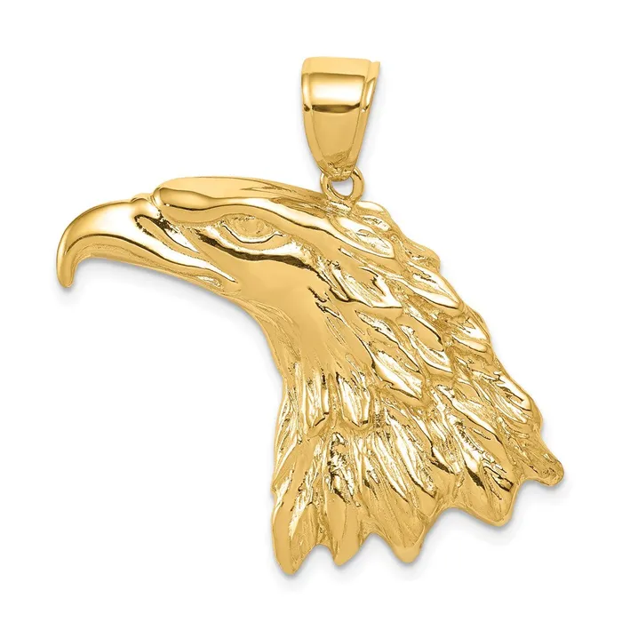 Necklaces Qgold 14k Yellow Gold 33 mm Eagle Head Pendant 775 grams