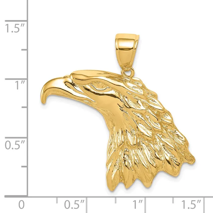 Necklaces Qgold 14k Yellow Gold 33 mm Eagle Head Pendant 775 grams Necklaces Qgold 14k Yellow Gold 33 mm Eagle Head Pendant 775 grams
