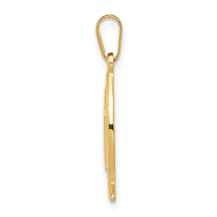Necklaces Qgold 14k Yellow Gold 8 mm Ichthus Fish Pendant 094 grams