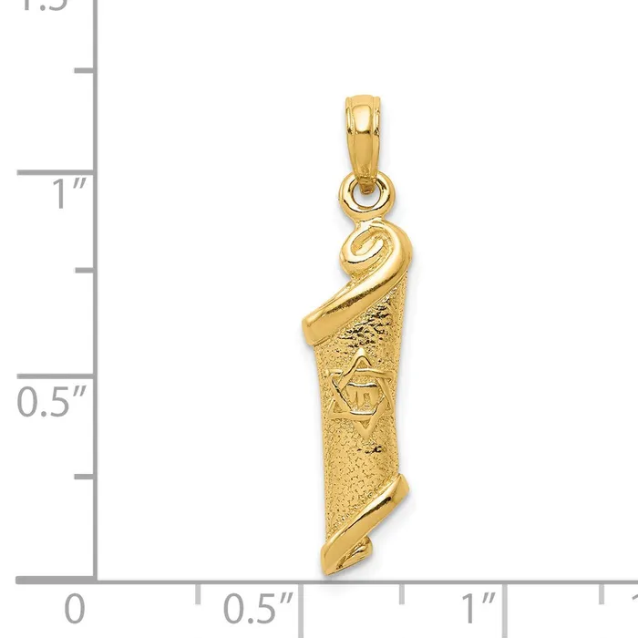 Necklaces Qgold 14k Yellow Gold 8 mm Torah wStar of David Pendant 264 grams Necklaces Qgold 14k Yellow Gold 8 mm Torah wStar of David Pendant 264 grams