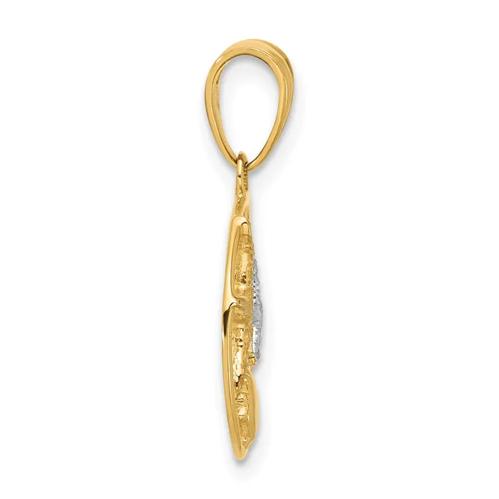 Necklaces Qgold 14k Yellow Rhodium 157 mm Diamond Cut Starfish Seashell in Circle Pendant 126 grams Necklaces Qgold 14k Yellow Rhodium 157 mm Diamond Cut Starfish Seashell in Circle Pendant 126 grams