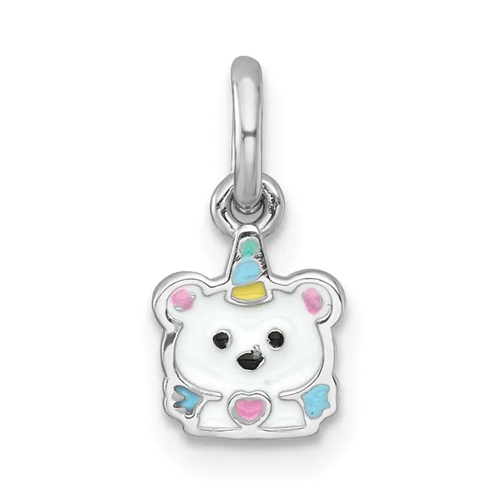 Necklaces Qgold Sterling Silver Rhodiumplated Enamel Unicorn Polar Bear Childrens Pendant 048 grams Necklaces Qgold Sterling Silver Rhodiumplated Enamel Unicorn Polar Bear Childrens Pendant 048 grams