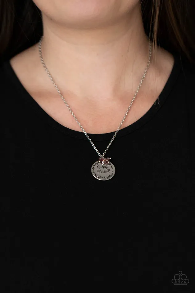 Necklaces Simple Blessings Purple Iridescent Bead Simply Blessed Stamped Silver Pendant Necklace Paparazzi Paparazzi Accessories