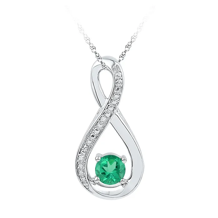 Necklaces Sterling Silver Fashion Pendant 12 Cttw Round LabCreated Emerald Womens 212 grams GND Necklaces Sterling Silver Fashion Pendant 12 Cttw Round LabCreated Emerald Womens 212 grams GND