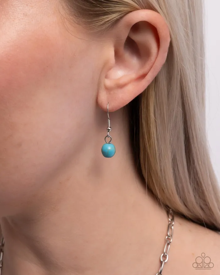 Necklaces Stony Strength Blue Turquoise Stone Square Silver Short Necklace Paparazzi Paparazzi Accessories