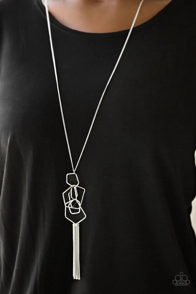 Necklaces The Penthouse Silver Pentagon Cluster Pendant Necklace Paparazzi Accessories