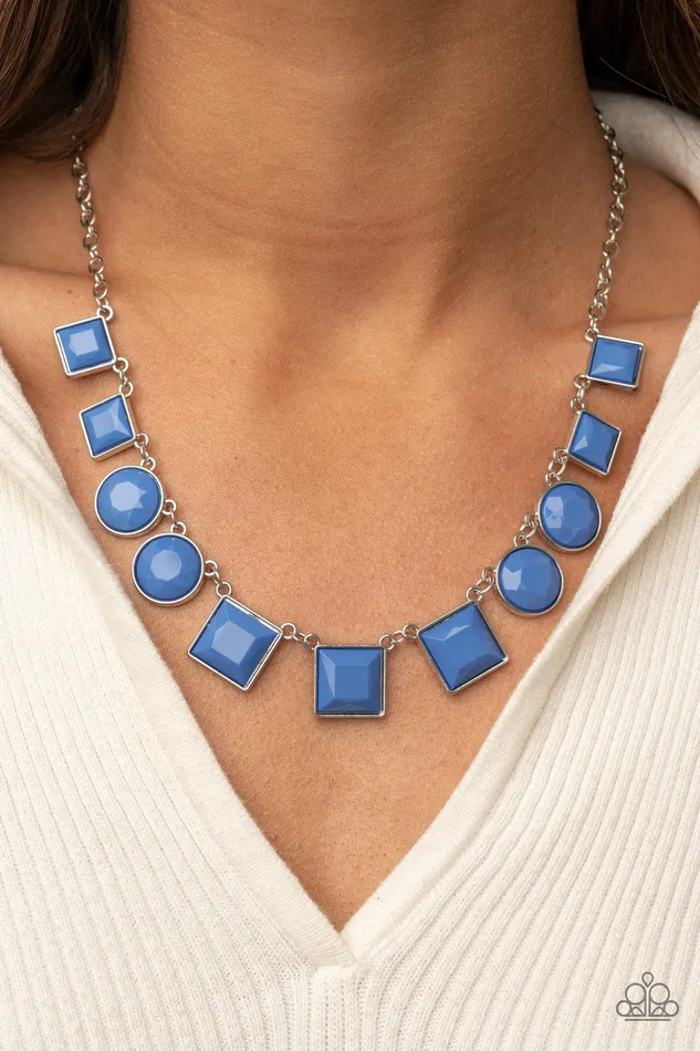Necklaces Tic Tac TREND Blue Bead Silver Necklace Paparazzi Paparazzi Accessories