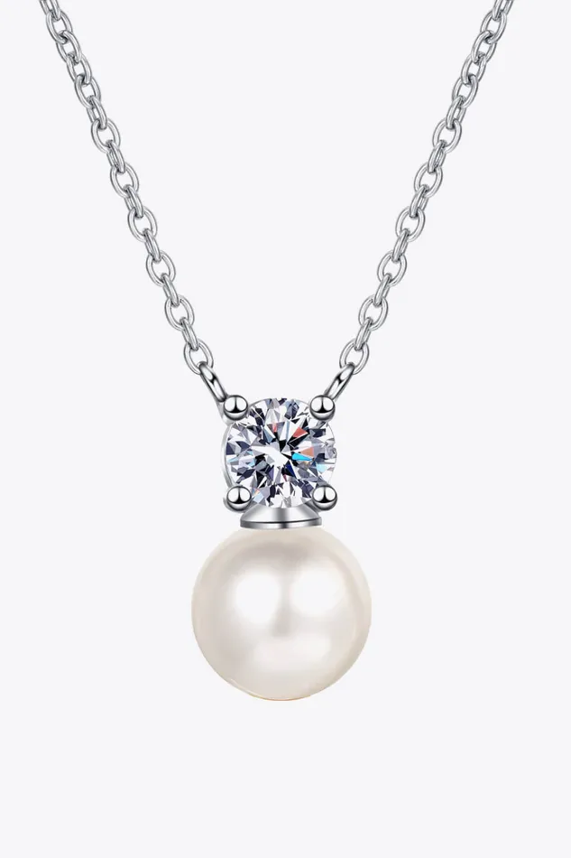 Necklaces Trendsi 925 Sterling Silver Freshwater Pearl Moissanite Necklace