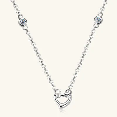 Necklaces Trendsi Moissanite 925 Sterling Silver Heart Necklace Necklaces Trendsi Moissanite 925 Sterling Silver Heart Necklace