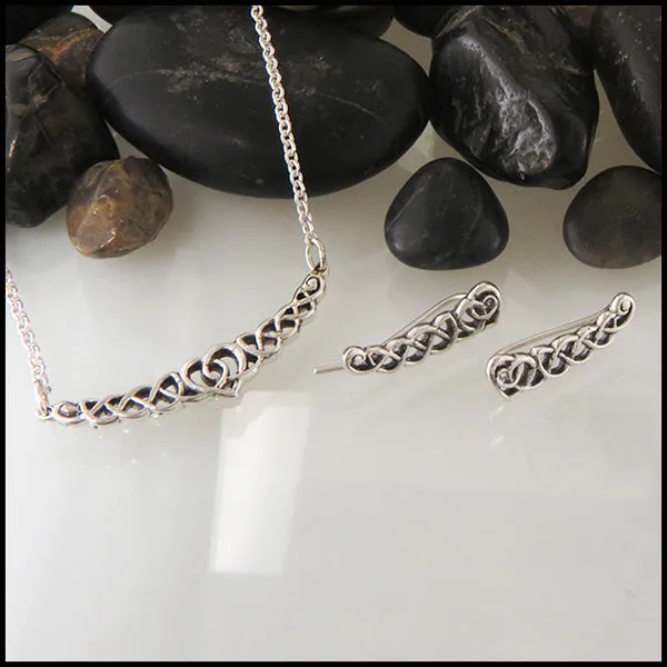 Necklaces Walker Metalsmiths Heart Knot Necklace and Ear Climber Set in Silver Necklaces Walker Metalsmiths Heart Knot Necklace and Ear Climber Set in Silver