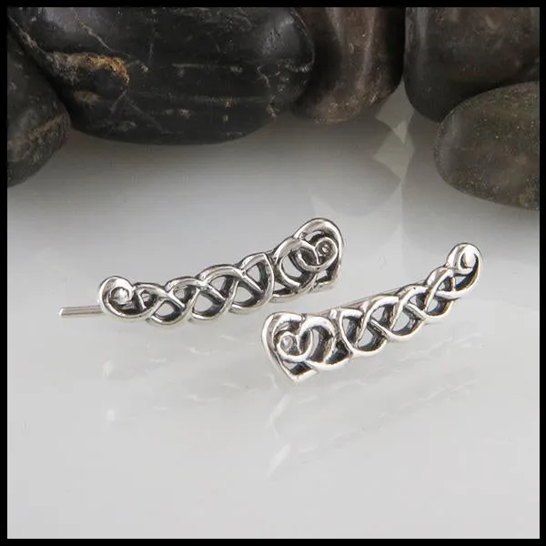 Necklaces Walker Metalsmiths Heart Knot Necklace and Ear Climber Set in Silver