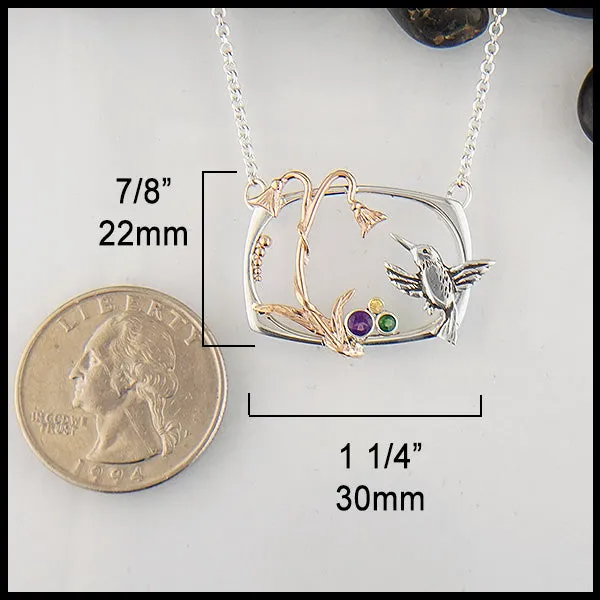 Necklaces Walker Metalsmiths Hummingbird and Flower Pendant