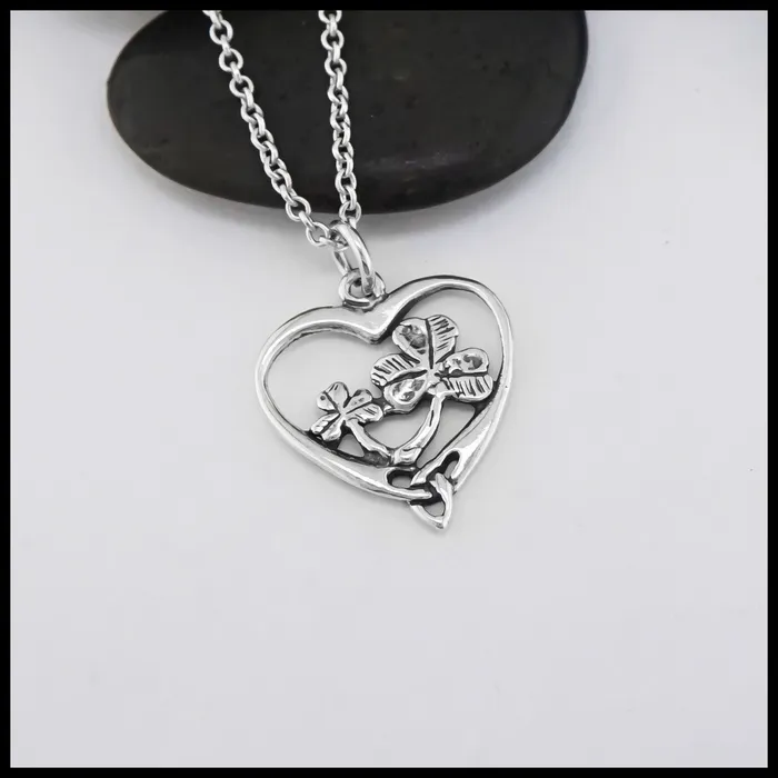 Necklaces Walker Metalsmiths Shamrock Celtic Heart Pendant
