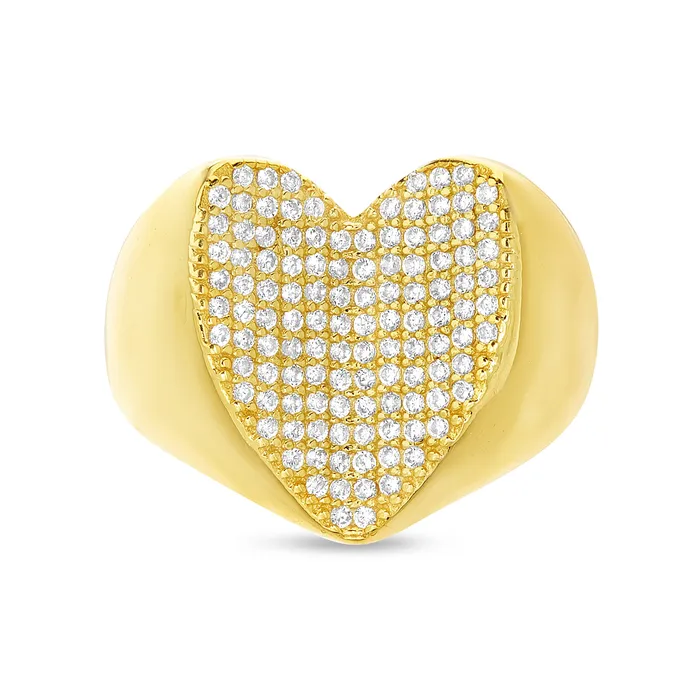 Noblepack CA GOLD PAVE CZ CONCAVE HEART RING Rings