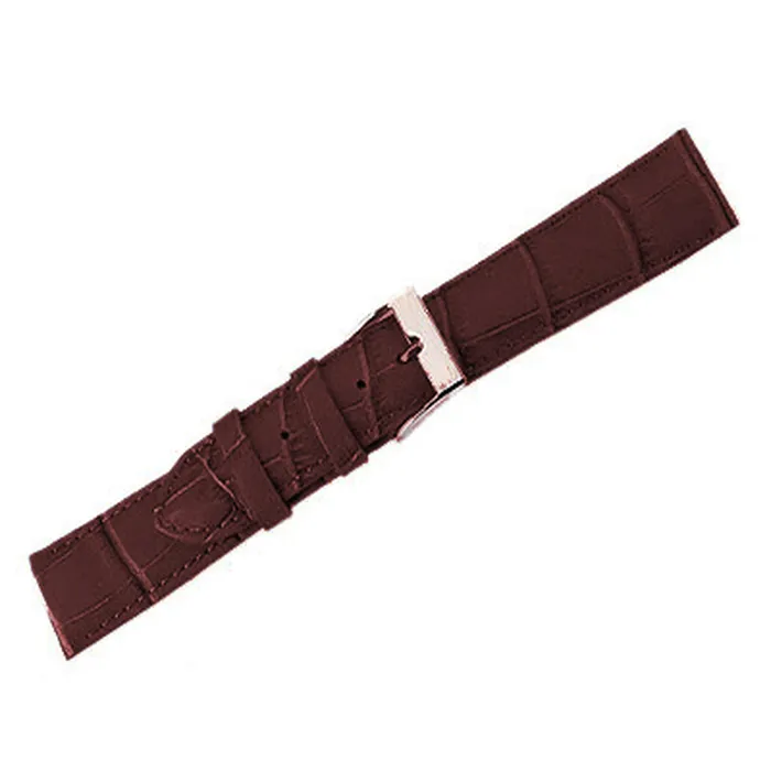 Noblepack CA Watches Leather Watch Band Crocodile Dk Brown 14mm Long