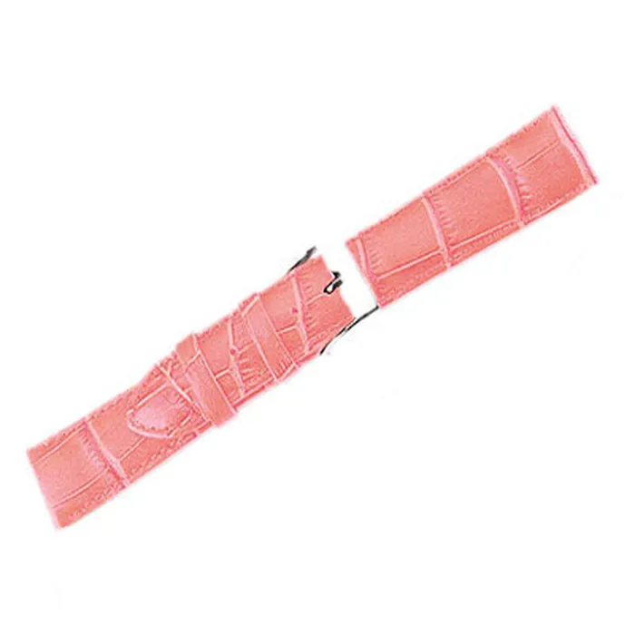 Noblepack CA Watches Leather Watch Band Crocodile Pink 12mm Long