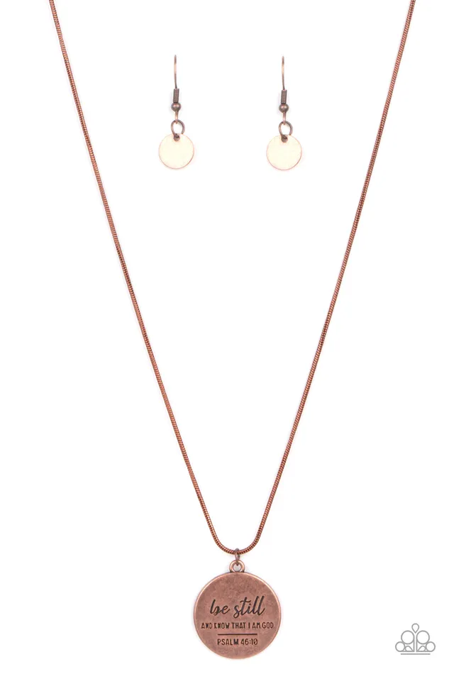 Paparazzi Accessories Be Still Copper Inspirational Psalms Dainty Pendant Necklace Paparazzi Necklaces Paparazzi Accessories Be Still Copper Inspirational Psalms Dainty Pendant Necklace Paparazzi Necklaces