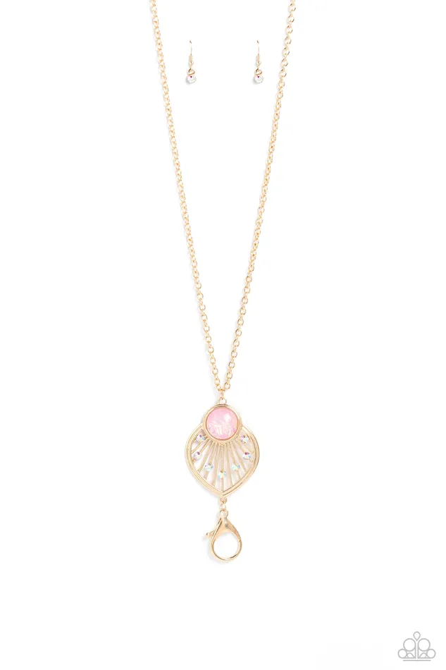 Paparazzi Accessories Celestial Charisma Gold Pink Opalescent Bead Iridescent Rhinestone Lanyard Necklace Paparazzi Necklaces Paparazzi Accessories Celestial Charisma Gold Pink Opalescent Bead Iridescent Rhinestone Lanyard Necklace Paparazzi Necklaces