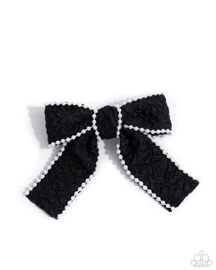 Paparazzi Accessories Charm Necklaces Coquette Charm Black Fabric White Outline Bow Hair Clip Paparazzi Paparazzi Accessories Charm Necklaces Coquette Charm Black Fabric White Outline Bow Hair Clip Paparazzi