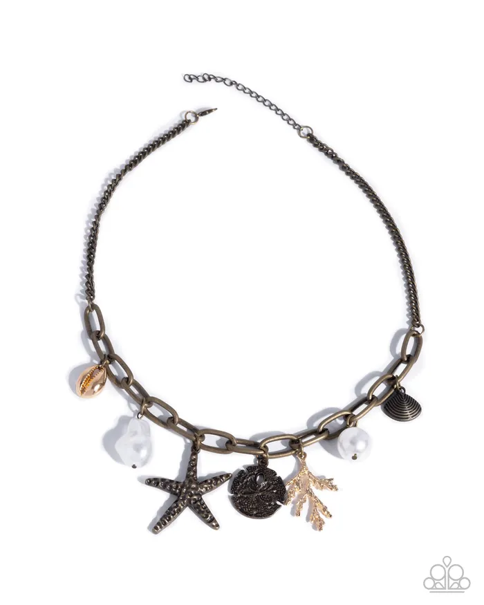 Paparazzi Accessories Coral Collection Brass Starfish Shell Pearl Beachy Short Necklace Paparazzi Necklaces Paparazzi Accessories Coral Collection Brass Starfish Shell Pearl Beachy Short Necklace Paparazzi Necklaces