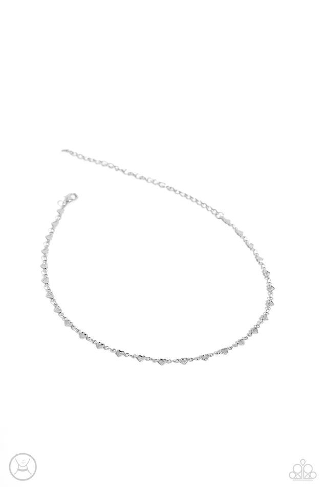 Paparazzi Accessories Cupid Catwalk Silver Heart Choker Necklace Paparazzi Necklaces Paparazzi Accessories Cupid Catwalk Silver Heart Choker Necklace Paparazzi Necklaces