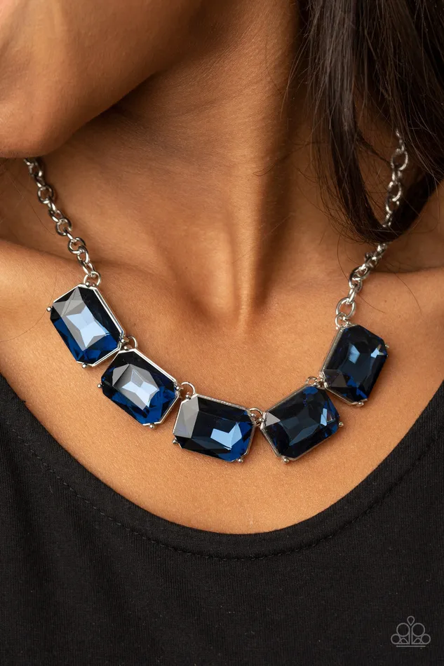 Paparazzi Accessories Deep Freeze Diva Blue Gem Short Necklace Paparazzi Necklaces