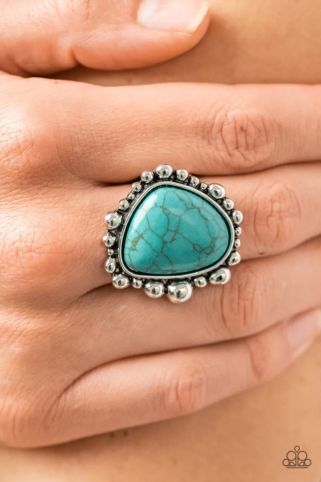 Paparazzi Accessories Dont DWELLER on It Blue Turquoise Stone Silver Ring Paparazzi Rings