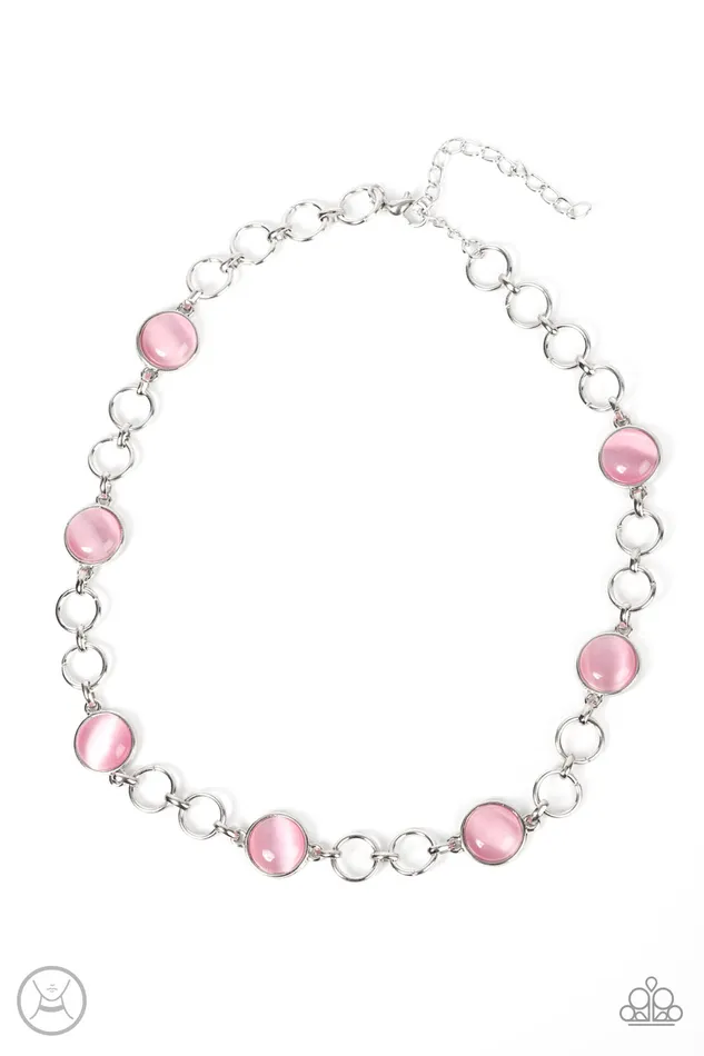 Paparazzi Accessories Dreamy Distractions Pink Cats Eye Silver Choker Necklace Paparazzi Necklaces Paparazzi Accessories Dreamy Distractions Pink Cats Eye Silver Choker Necklace Paparazzi Necklaces