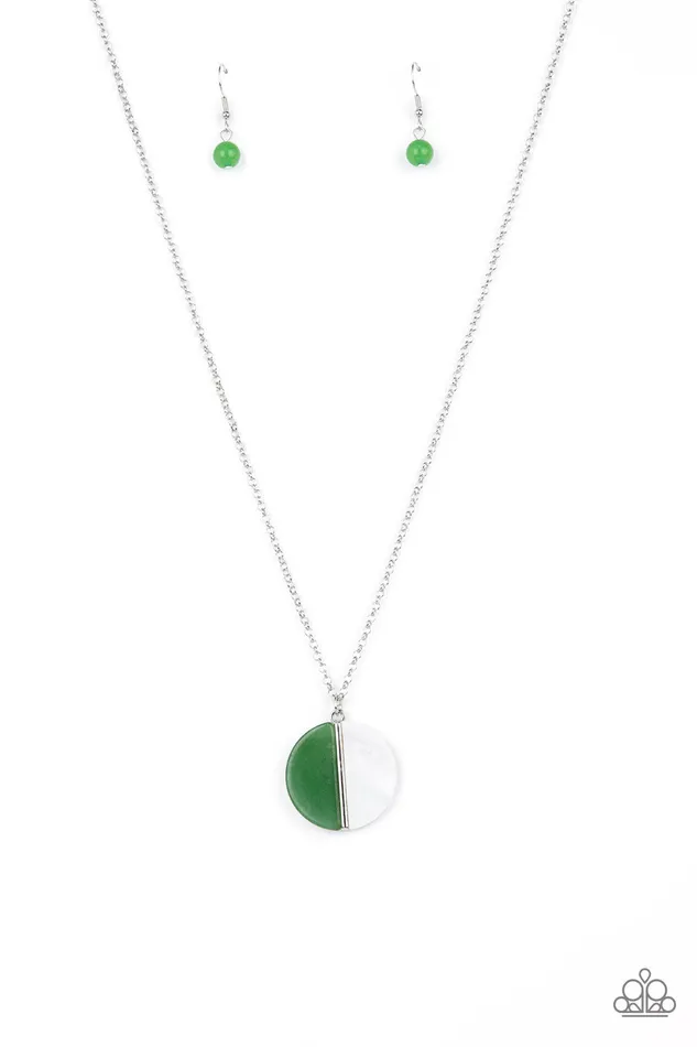 Paparazzi Accessories Elegantly Eclipsed Green Jade and White Shelllike Circle Silver Necklace Paparazzi Necklaces Paparazzi Accessories Elegantly Eclipsed Green Jade and White Shelllike Circle Silver Necklace Paparazzi Necklaces