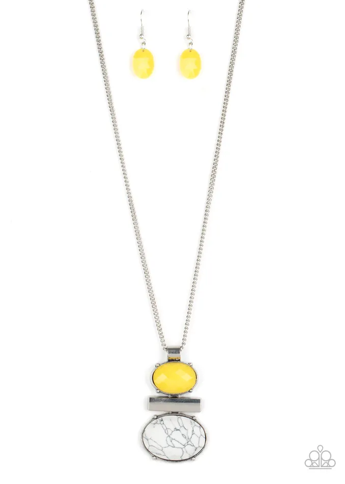 Paparazzi Accessories Finding Balance Yellow Bead White Stone Silver Necklace Paparazzi Necklaces Paparazzi Accessories Finding Balance Yellow Bead White Stone Silver Necklace Paparazzi Necklaces