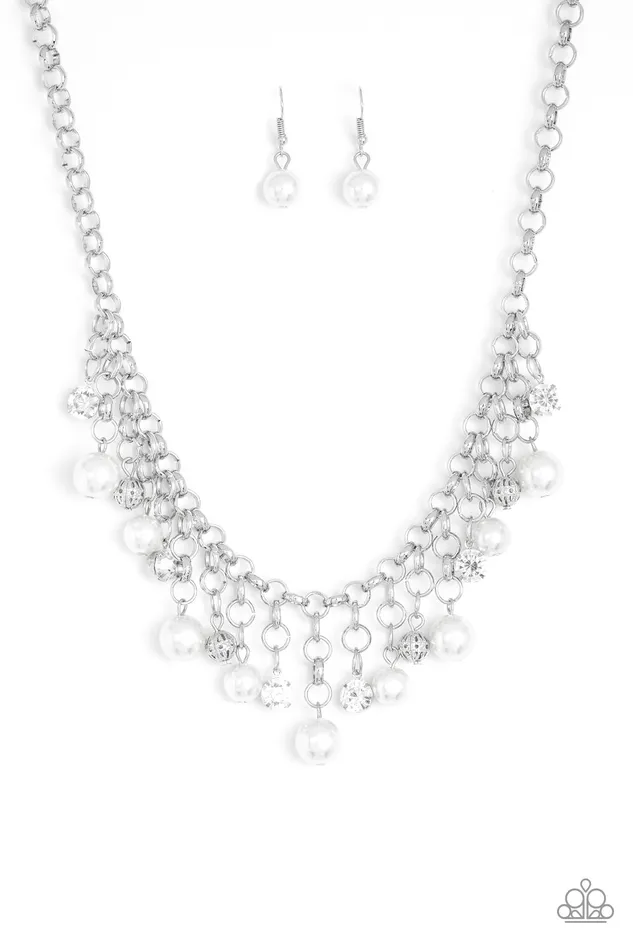 Paparazzi Accessories HEIRheaded Paparazzi White Pearl Rhinestone and Bead Silver Necklace 2019 Convention Exclusive Necklaces Paparazzi Accessories HEIRheaded Paparazzi White Pearl Rhinestone and Bead Silver Necklace 2019 Convention Exclusive Necklaces