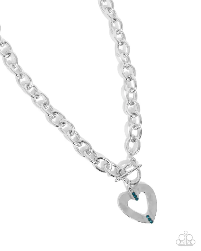 Paparazzi Accessories Necklaces Affectionate Assist Blue Rhinestone Silver Heart Short Necklace Paparazzi Paparazzi Accessories Necklaces Affectionate Assist Blue Rhinestone Silver Heart Short Necklace Paparazzi