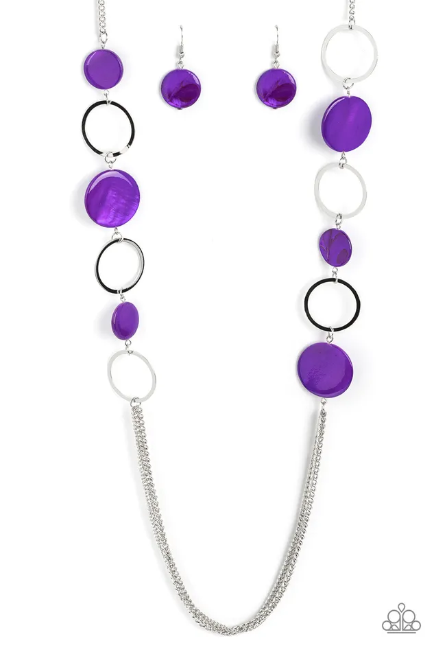 Paparazzi Accessories Necklaces Beach Hub Purple Shell Silver Circle Long Necklace Paparazzi Paparazzi Accessories Necklaces Beach Hub Purple Shell Silver Circle Long Necklace Paparazzi
