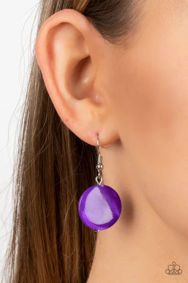 Paparazzi Accessories Necklaces Beach Hub Purple Shell Silver Circle Long Necklace Paparazzi