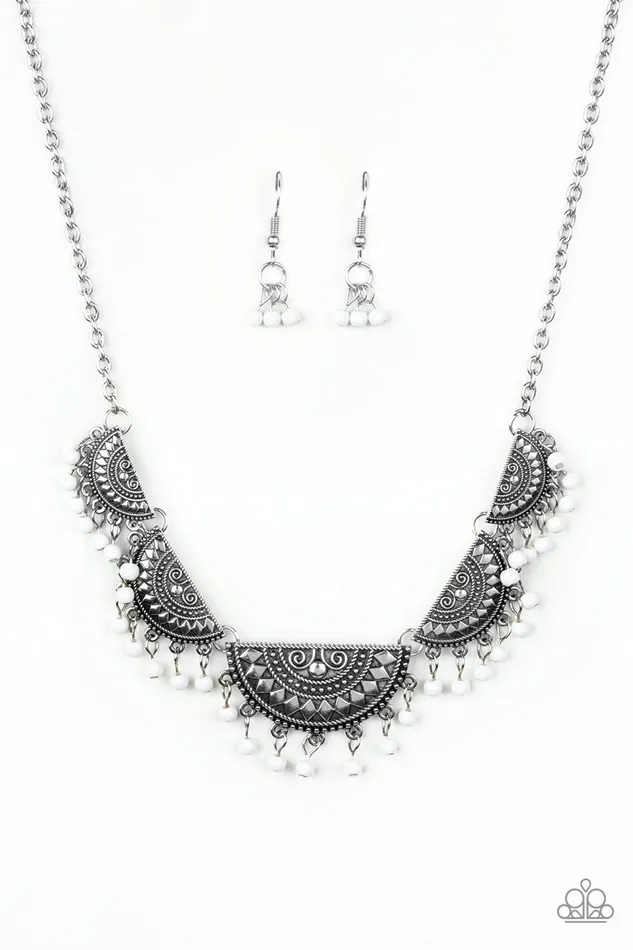 Paparazzi Accessories Necklaces Boho Baby White Bead Silver Crescent Necklace Paparazzi Paparazzi Accessories Necklaces Boho Baby White Bead Silver Crescent Necklace Paparazzi