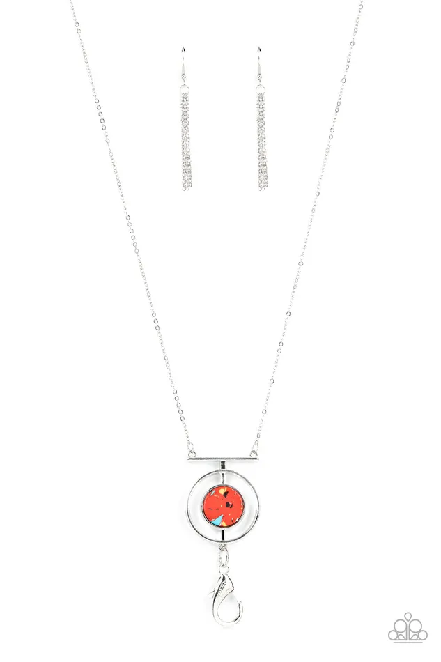 Paparazzi Accessories Necklaces Boulevard Bazaar Red Terrazzo Stone Silver Lanyard Necklace Paparazzi Paparazzi Accessories Necklaces Boulevard Bazaar Red Terrazzo Stone Silver Lanyard Necklace Paparazzi