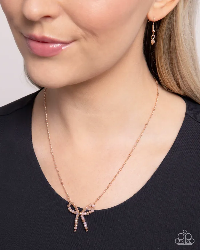 Paparazzi Accessories Necklaces Bridesmaid Bow Rose Gold Bow Short Necklace Paparazzi