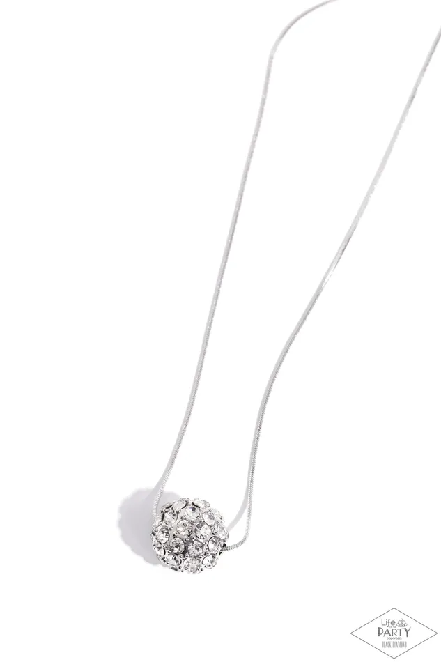 Paparazzi Accessories Necklaces Come Out of Your BOMBSHELL White Rhinestone Sphere Silver Short Necklace Bring Back Paparazzi Paparazzi Accessories Necklaces Come Out of Your BOMBSHELL White Rhinestone Sphere Silver Short Necklace Bring Back Paparazzi