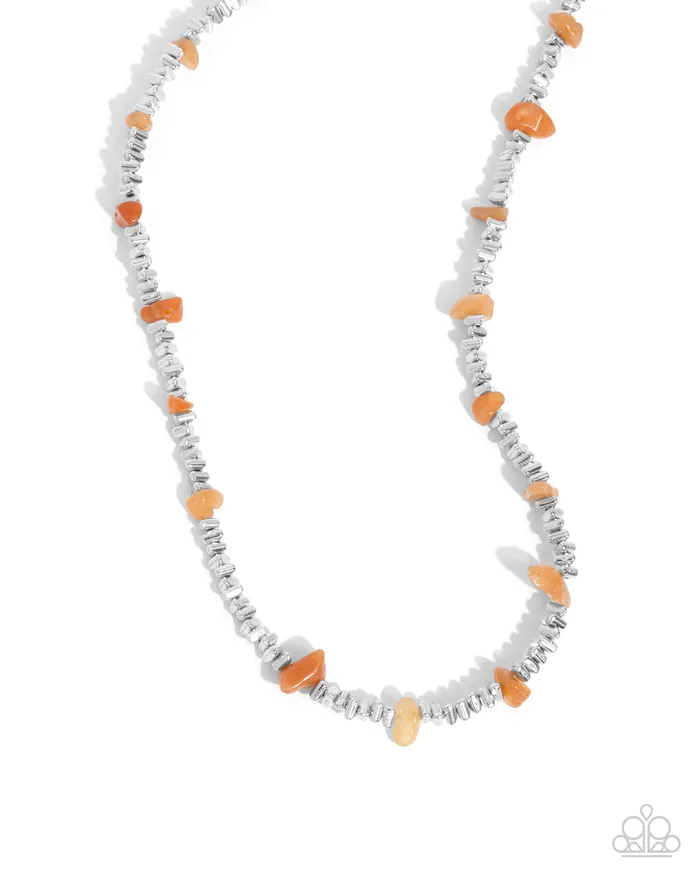 Paparazzi Accessories Necklaces Complete Look Earthy Expertise Necklace and Naturally Talented Orange Silver 2Piece Set Paparazzi