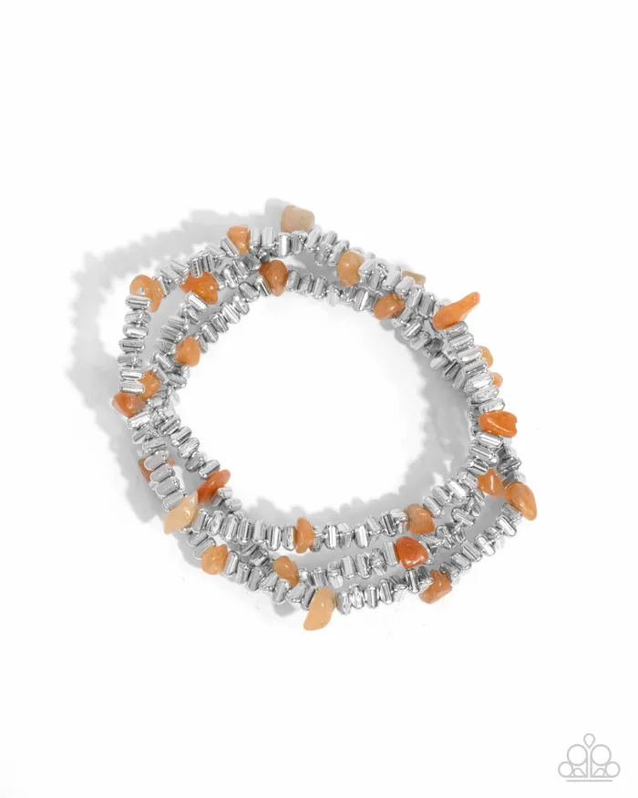 Paparazzi Accessories Necklaces Complete Look Earthy Expertise Necklace and Naturally Talented Orange Silver 2Piece Set Paparazzi