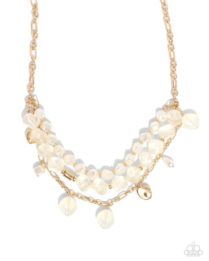 Paparazzi Accessories Necklaces Cubed Cameo Gold White Pearl and Acrylic Cube Short Necklace Paparazzi Paparazzi Accessories Necklaces Cubed Cameo Gold White Pearl and Acrylic Cube Short Necklace Paparazzi