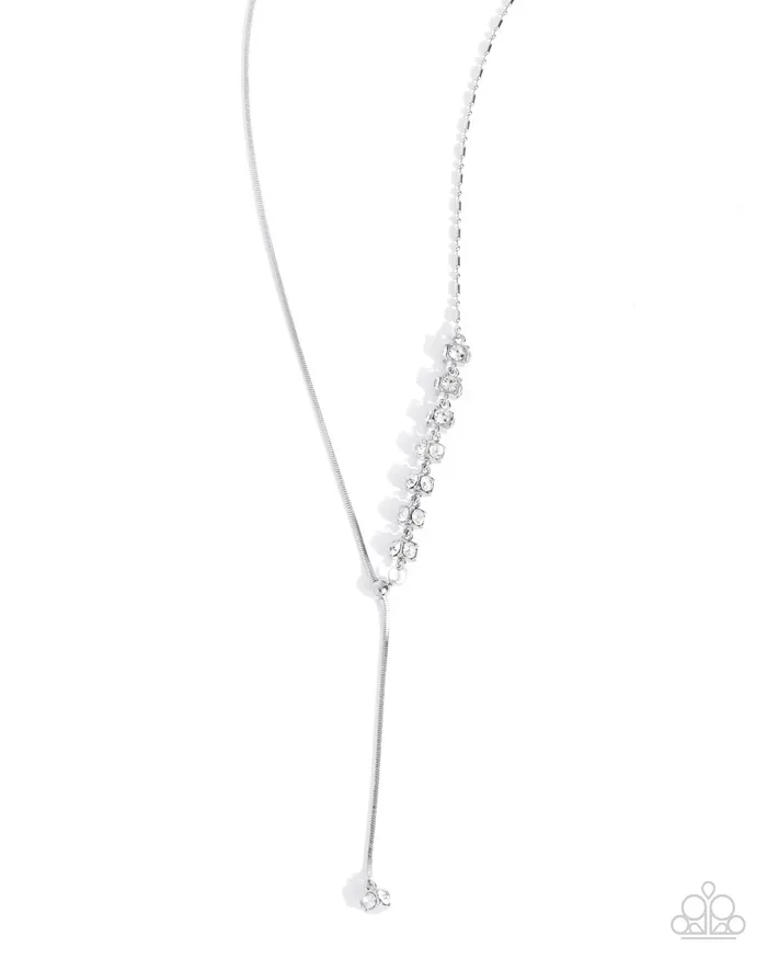 Paparazzi Accessories Necklaces Drops of Dazzle White Rhinestone Silver Y Short Necklace Paparazzi Paparazzi Accessories Necklaces Drops of Dazzle White Rhinestone Silver Y Short Necklace Paparazzi