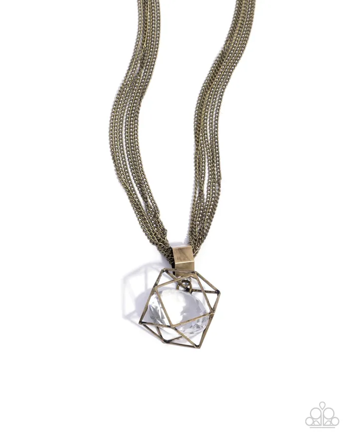 Paparazzi Accessories Necklaces Eager Elegance Brass Cube White Gem Short Necklace Paparazzi Paparazzi Accessories Necklaces Eager Elegance Brass Cube White Gem Short Necklace Paparazzi