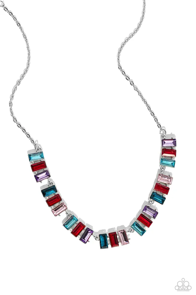 Paparazzi Accessories Necklaces Elite Emeralds Red Blue Purple Pink Gem Silver Short Necklace Paparazzi Paparazzi Accessories Necklaces Elite Emeralds Red Blue Purple Pink Gem Silver Short Necklace Paparazzi