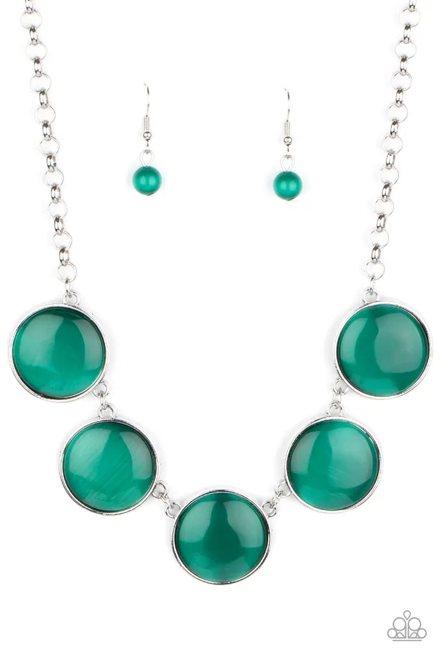 Paparazzi Accessories Necklaces Ethereal Escape Green Cats Eye Silver Circle Necklace Paparazzi Paparazzi Accessories Necklaces Ethereal Escape Green Cats Eye Silver Circle Necklace Paparazzi